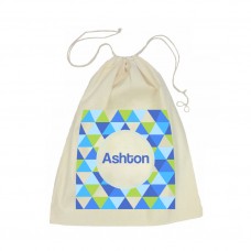 Geometric Calico Drawstring Bag