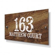 Wood Pine Effect Metal House Sign
