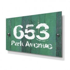 Green Wood Panel Effect Metal House Sign