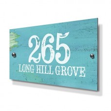 Weathered Blue Beach House Effect Metal House Sign