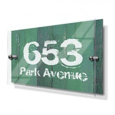 Green Wood Panel Effect Premium Acrylic Front House Sign