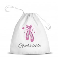 Ballet Shoes White Drawstring Bag