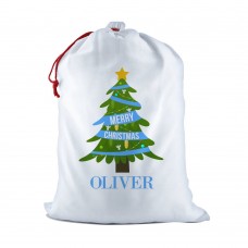 Blue Christmas White Santa Sack