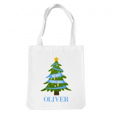 Blue Christmas White Tote Bag