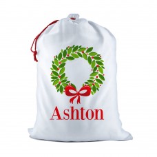 Christmas Wreath White Santa Sack