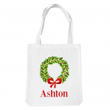 Christmas Wreath White Tote Bag