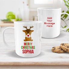 Cute Reindeer White Plastic Mug