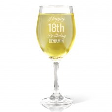Fancy Happy Birthday Engraved Wine Glass