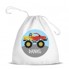 Flaming Truck White Drawstring Bag