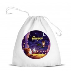 Goodnight White Drawstring Bag