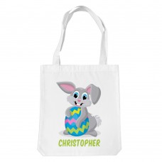 Grey Bunny White Tote Bag