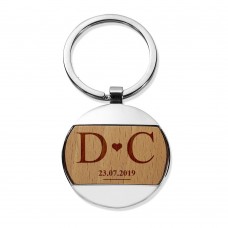 Love Round Metal Keyring