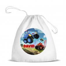 Monster Truck White Drawstring Bag