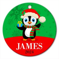 Penguin Round Porcelain Ornament