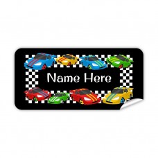 Race Cars Rectangle Name Label