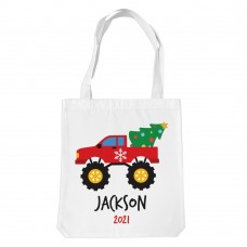 Red Monster Truck White Tote Bag