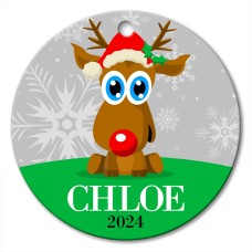 Reindeer Round Porcelain Ornament
