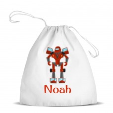 Robot White Drawstring Bag