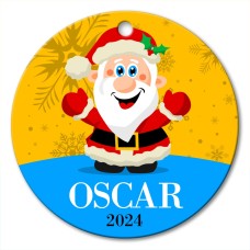 Santa Round Porcelain Ornament