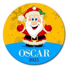Santa Round Porcelain Ornament