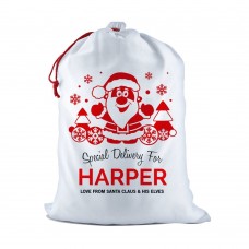 Santa Scene White Santa Sack