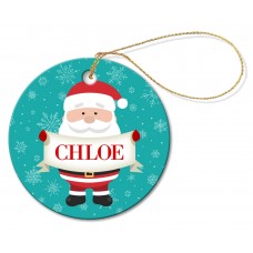 Santa Sign Round Porcelain Ornament