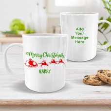 Santa Sleigh White Plastic Mug