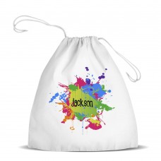 Splatter White Drawstring Bag