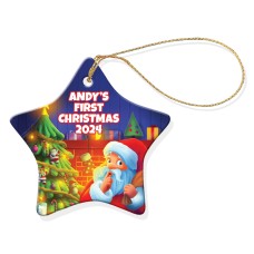 First Christmas Star Porcelain Ornament