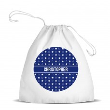 Stars White Drawstring Bag