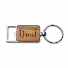 Stylish Name Rectangle Metal Keyring