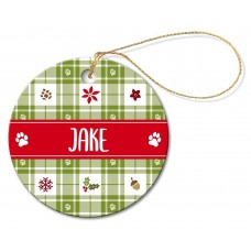 Tartan Round Porcelain Ornament