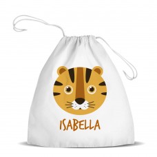 Tiger White Drawstring Bag