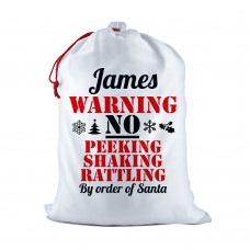 Warning White Santa Sack