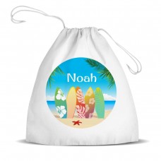 Beach White Drawstring Bag