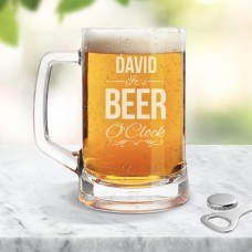 Beer O'Clock Glass Beer Mug