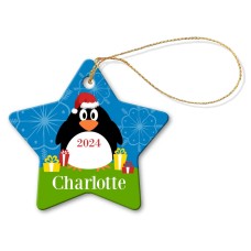 Big Penguin Porcelain Christmas Star Ornament