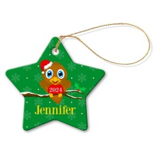 Bird Porcelain Christmas Star Ornament
