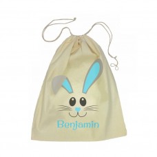 Blue Bunny Face Drawstring Bag