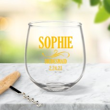 Bridal Party Stemless Wine Glass