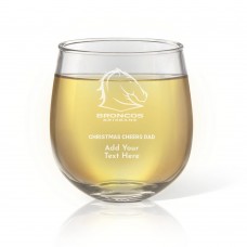 NRL Broncos Christmas Engraved Stemless Wine Glass