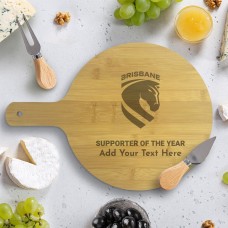 NRL Broncos Round Bamboo Serving Board
