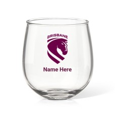 NRL Broncos Stemless Wine Glass