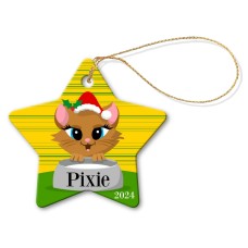 Cat Porcelain Christmas Star Ornament