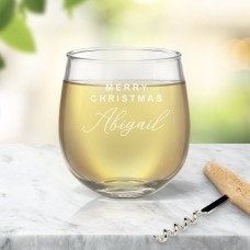 Christmas Engraved Stemless Wine Glass