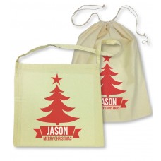 Red Christmas Tree Library Bag