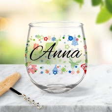 Christmas Pattern Stemless Wine Glass