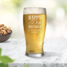 Classic Happy Birthday Engraved Standard Beer Glass