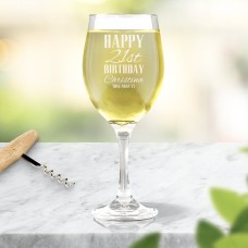 Classic Happy Birthday Engraved Wine Glass