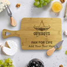 NRL Cowboys Rectangle Bamboo Serving Board